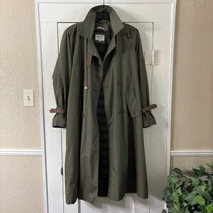 Vintage Weather Master Leather Trim Belted Trench Coat